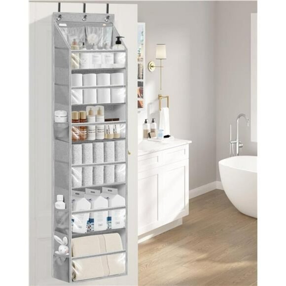 Over Door Hanging Organizer Clear Pockets Closet Storage for Bathroom Pantry - Picture 2 of 7